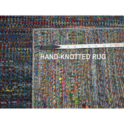 Modern and Contemporary Wool Hand Knotted Rug Blue 3.0x10.2 -O083244