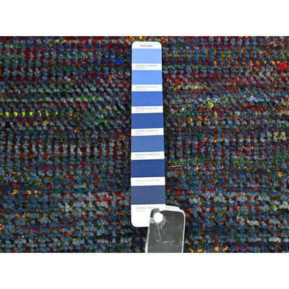 Modern and Contemporary Wool & Silk Hand Knotted Rug Blue 2.9x10.2 -O083245