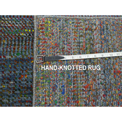 Modern and Contemporary Wool & Silk Hand Knotted Rug Blue 2.9x10.2 -O083245