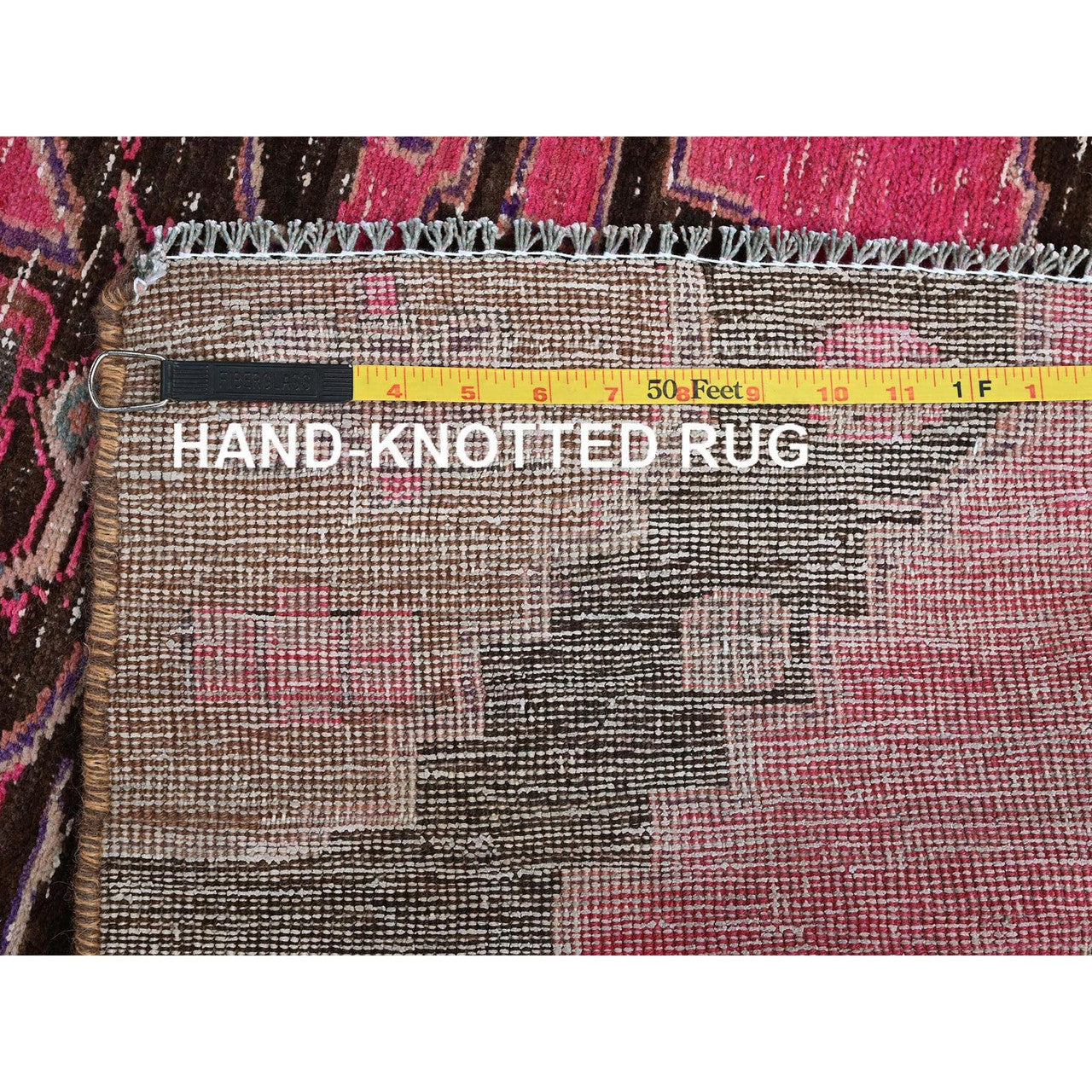 Overdyed & Vintage Wool Hand Knotted Rug Pink 3.0x11.4 -O0833