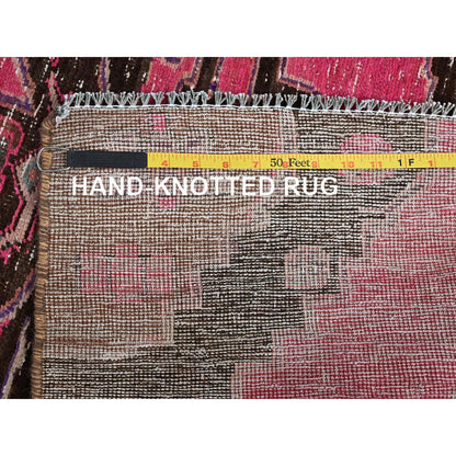 Overdyed & Vintage Wool Hand Knotted Rug Pink 3.0x11.4 -O0833
