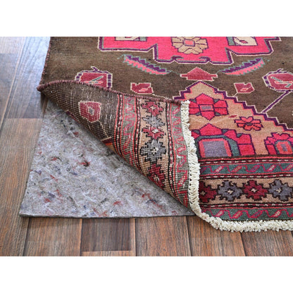 Overdyed & Vintage Wool Hand Knotted Rug Brown 2.6x8.11 -O0835