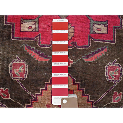 Overdyed & Vintage Wool Hand Knotted Rug Brown 2.6x8.11 -O0835