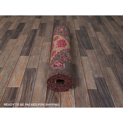 Overdyed & Vintage Wool Hand Knotted Rug Brown 2.6x8.11 -O0835
