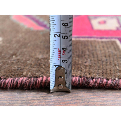 Overdyed & Vintage Wool Hand Knotted Rug Brown 2.6x8.11 -O0835