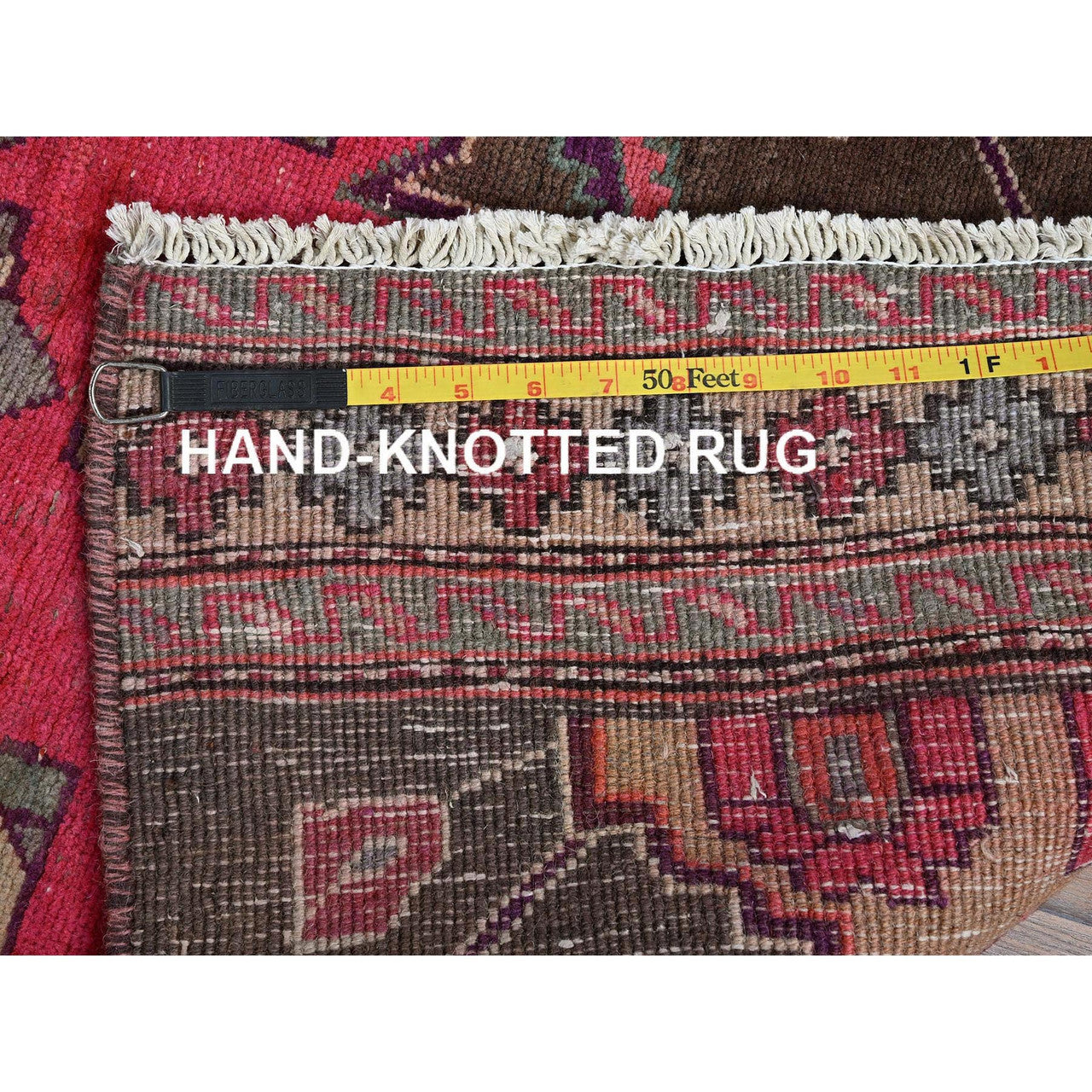 Overdyed & Vintage Wool Hand Knotted Rug Brown 2.6x8.11 -O0835