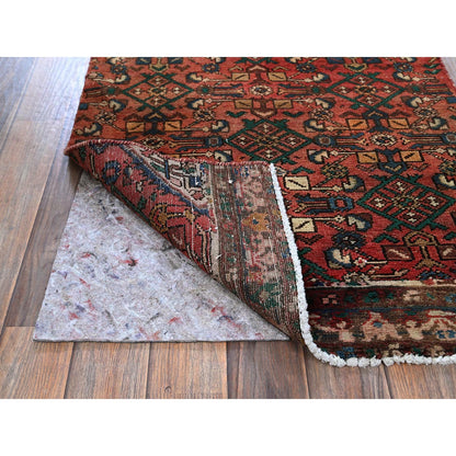 Overdyed & Vintage Wool Hand Knotted Rug Red 2.5x9.4 -O0837
