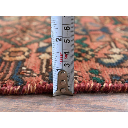 Overdyed & Vintage Wool Hand Knotted Rug Red 2.5x9.4 -O0837