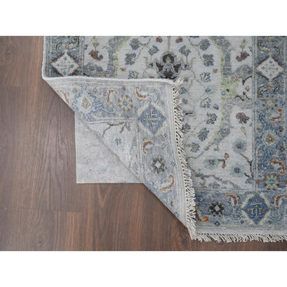 Oushak And Peshawar Wool Hand Knotted Rug Grey Silver Blue 2.7X11.9 -O084017