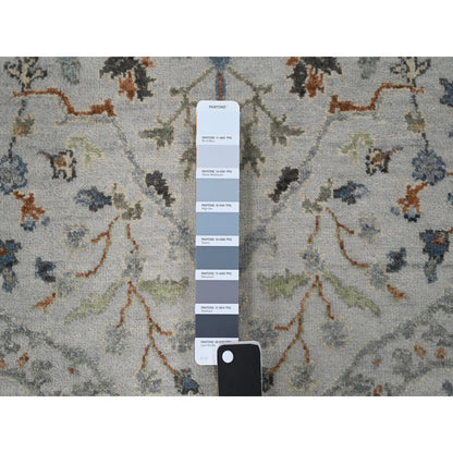 Oushak And Peshawar Wool Hand Knotted Rug Grey Silver Blue 2.7X11.9 -O084017