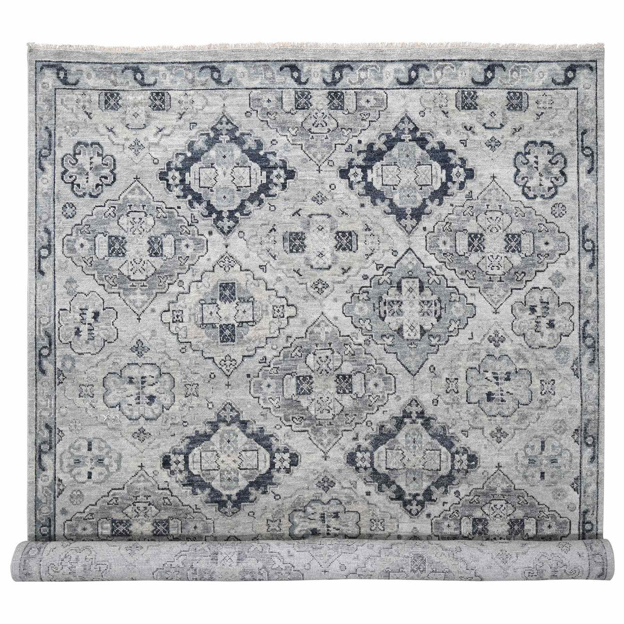 Gray 11'9" x 14'8" Tribal & Geometric Hand knotted Wool Rug - Sku: O084022