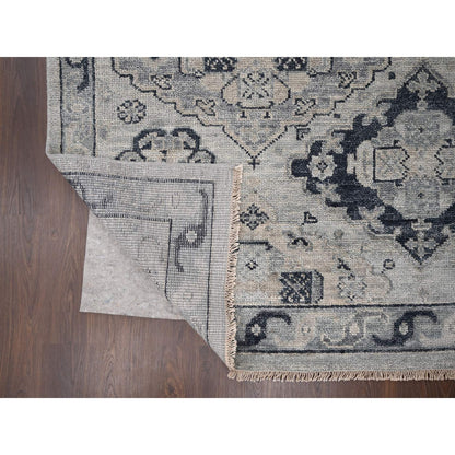 Tribal & Geometric Wool Hand Knotted Rug Grey Silver Gray 11.9X14.8 -O084022