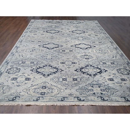 Tribal & Geometric Wool Hand Knotted Rug Grey Silver Gray 12.0X17.9 -O084023