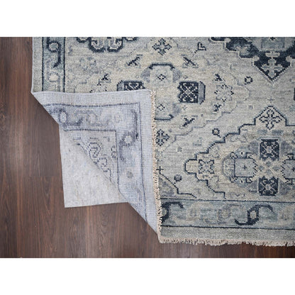 Tribal & Geometric Wool Hand Knotted Rug Grey Silver Gray 12.0X17.9 -O084023