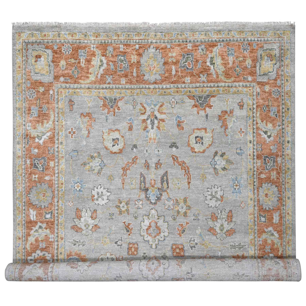 Red 11'10" x 14'9" Oushak And Peshawar Hand knotted Wool Rug - Sku: O084026