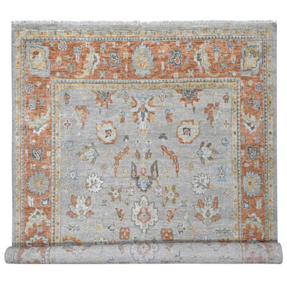 Oushak And Peshawar Wool Hand Knotted Rug Beige Rust Red 11.10X14.9 -O084026