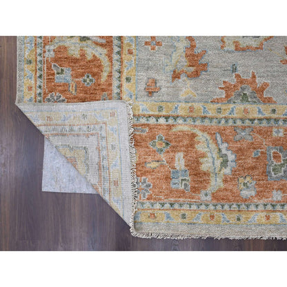 Oushak And Peshawar Wool Hand Knotted Rug Beige Rust Red 11.10X14.9 -O084026