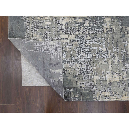 Modern and Contemporary Wool & Silk Hand Knotted Rug Grey No Border 14.0X18.0 -O084031