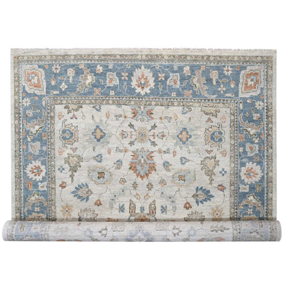 Oushak And Peshawar Wool Hand Knotted Rug Grey Blue 12.0X17.9 -O084034