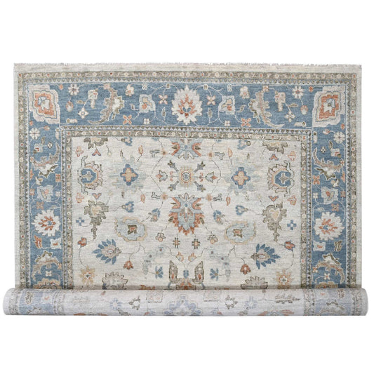 Oushak And Peshawar Wool Hand Knotted Rug Grey Blue 12.0X17.9 -O084034