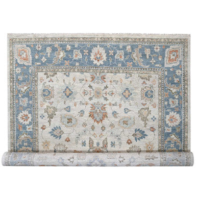 Oushak And Peshawar Wool Hand Knotted Rug Grey Blue 12.0X17.9 -O084034
