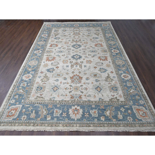 Oushak And Peshawar Wool Hand Knotted Rug Grey Blue 12.0X17.9 -O084034