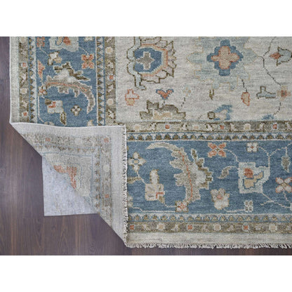 Oushak And Peshawar Wool Hand Knotted Rug Grey Blue 12.0X17.9 -O084034
