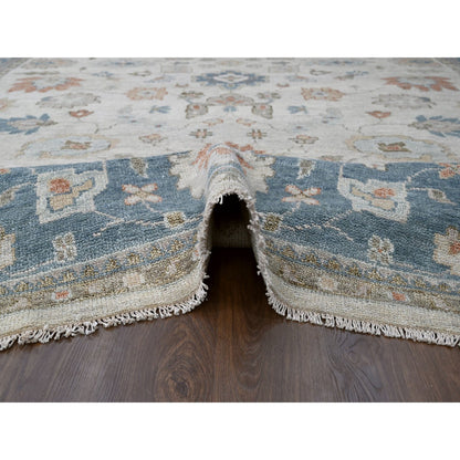 Oushak And Peshawar Wool Hand Knotted Rug Grey Blue 12.0X17.9 -O084034