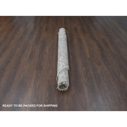 Heriz Wool Hand Knotted Rug Grey Ivory 7.0X7.0 -O084057