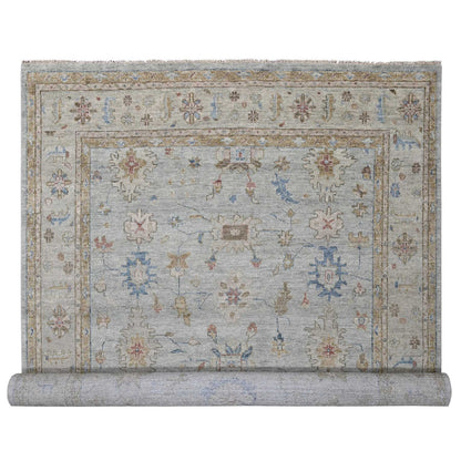 Oushak And Peshawar Wool Hand Knotted Rug Grey Gray 12.0X17.9 -O084061