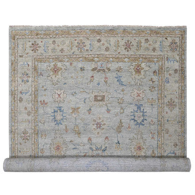 Oushak And Peshawar Wool Hand Knotted Rug Grey Gray 12.0X17.9 -O084061