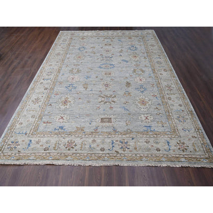 Oushak And Peshawar Wool Hand Knotted Rug Grey Gray 12.0X17.9 -O084061