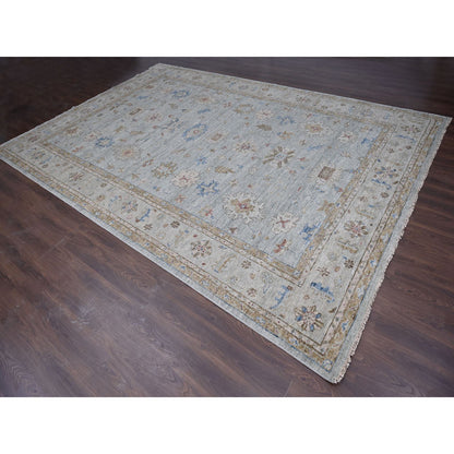 Oushak And Peshawar Wool Hand Knotted Rug Grey Gray 12.0X17.9 -O084061