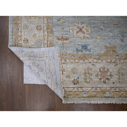 Oushak And Peshawar Wool Hand Knotted Rug Grey Gray 12.0X17.9 -O084061