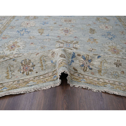 Oushak And Peshawar Wool Hand Knotted Rug Grey Gray 12.0X17.9 -O084061