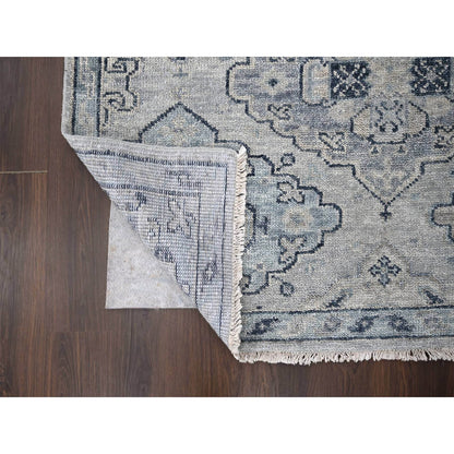 Tribal & Geometric Wool Hand Knotted Rug Grey Silver Gray 5.10X8.10 -O084071