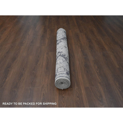 Tribal & Geometric Wool Hand Knotted Rug Grey Silver Gray 5.10X8.10 -O084071