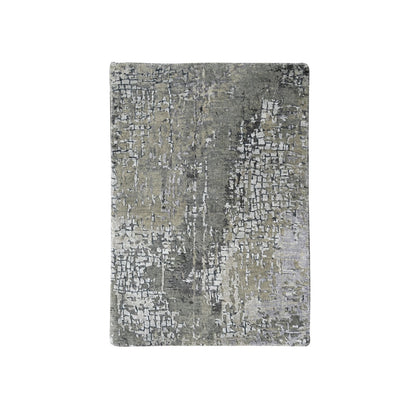 Modern and Contemporary Wool & Silk Hand Knotted Rug Grey No Border 2.0X3.0 -O084088