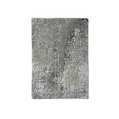 Modern and Contemporary Wool & Silk Hand Knotted Rug Grey No Border 2.0X3.0 -O084088