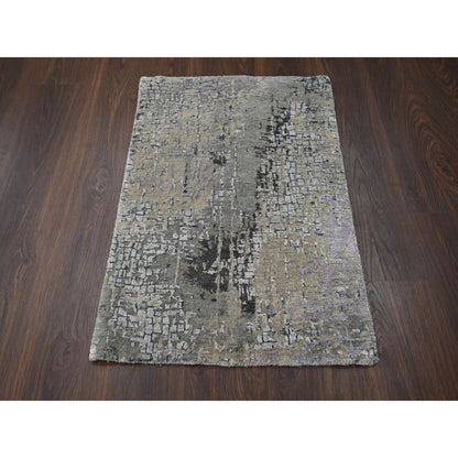 Modern and Contemporary Wool & Silk Hand Knotted Rug Grey No Border 2.0X3.0 -O084088