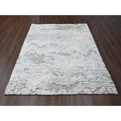 Modern and Contemporary Wool Hand Knotted Rug Ivory No Border 8.0X9.10 -O084091