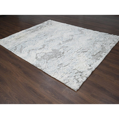 Modern and Contemporary Wool Hand Knotted Rug Ivory No Border 8.0X9.10 -O084091