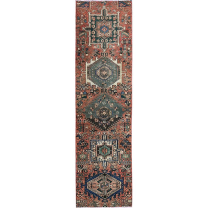 Overdyed & Vintage Wool Hand Knotted Rug Red 2.0x7.9 -O0840