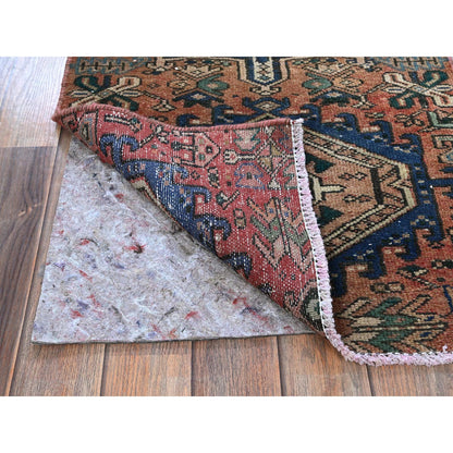 Overdyed & Vintage Wool Hand Knotted Rug Red 2.0x7.9 -O0840