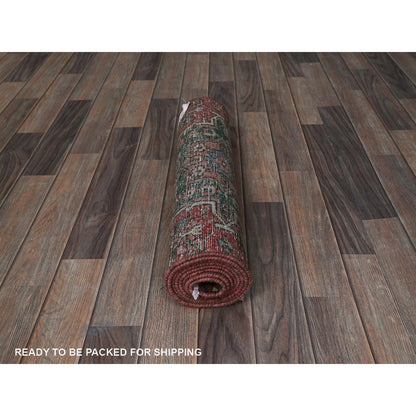 Overdyed & Vintage Wool Hand Knotted Rug Red 2.0x7.9 -O0840