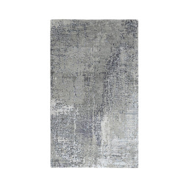 Modern and Contemporary Wool & Silk Hand Knotted Rug Grey No Border 4.2X6.0 -O084116