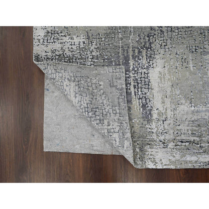 Modern and Contemporary Wool & Silk Hand Knotted Rug Grey No Border 4.2X6.0 -O084116