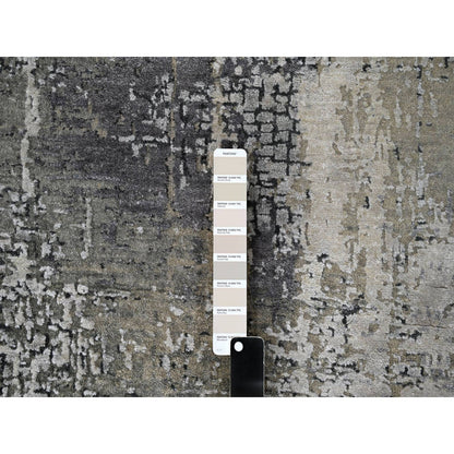 Modern and Contemporary Wool & Silk Hand Knotted Rug Grey No Border 4.2X6.0 -O084116