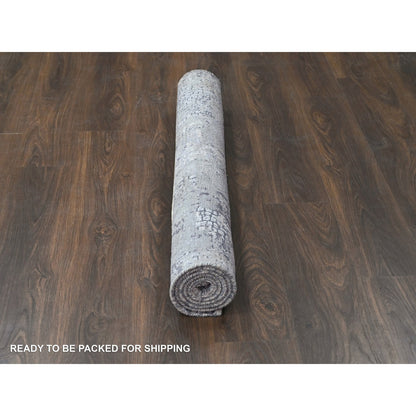 Modern and Contemporary Wool & Silk Hand Knotted Rug Grey No Border 4.2X6.0 -O084116