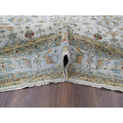 Heriz Wool Hand Knotted Rug Ivory Light gray 11.10X17.10 -O084117